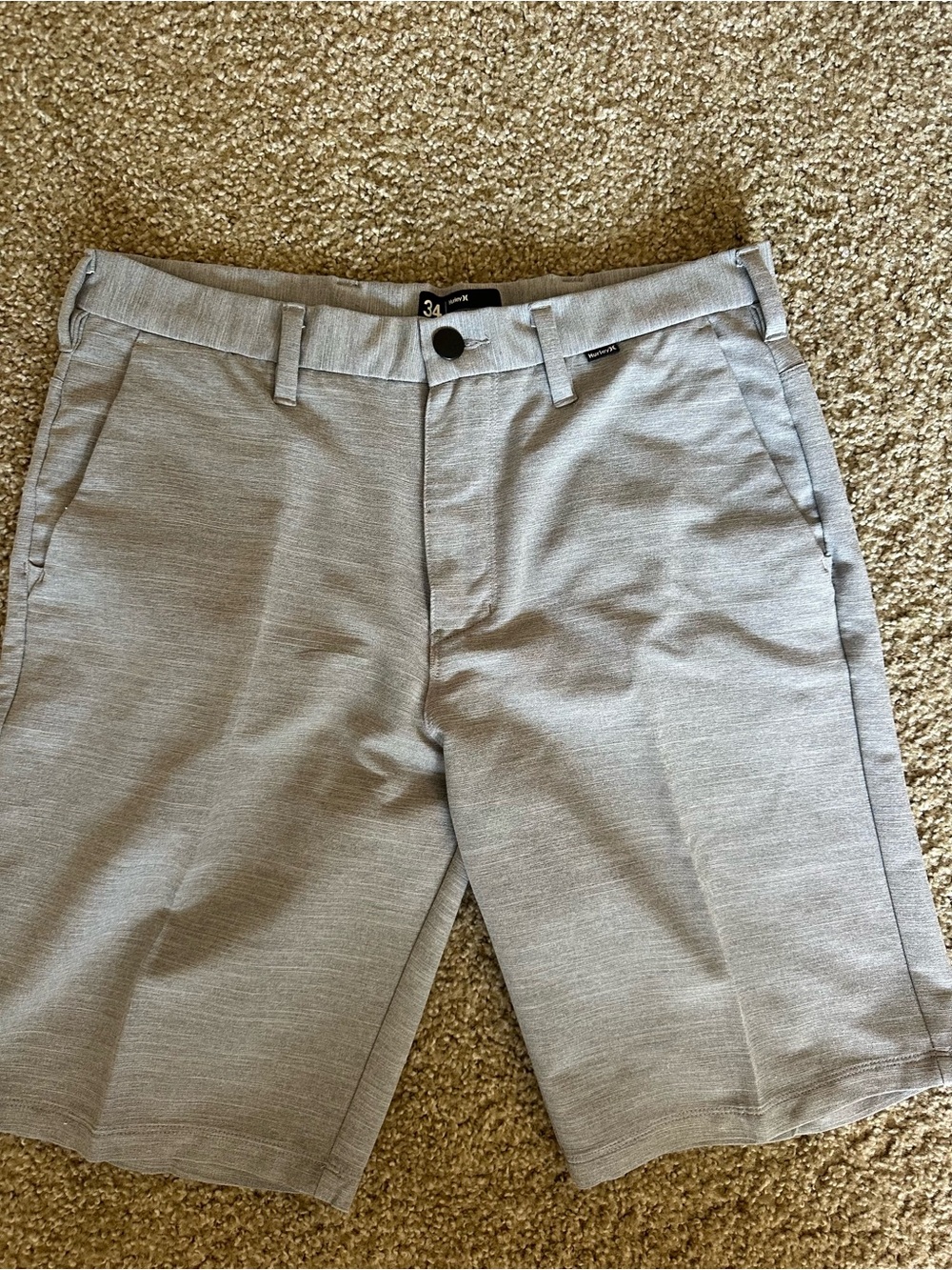 Hurley Light Gray Men's Flat-Front Shorts